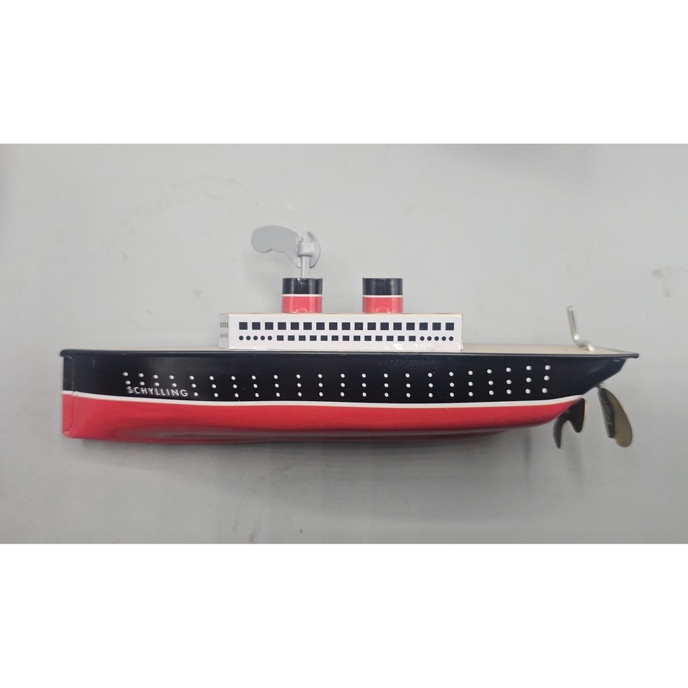 Schylling Wind-up Tin Ocean Liner Retro Mechanical Steamship Toy with Box 2008